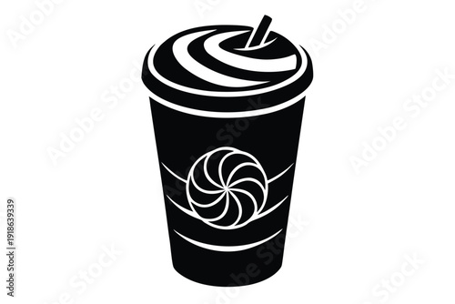 Charming peppermint mocha coffee cup vector art, ideal for seasonal marketing and creating a warm, festive cafe atmosphere.
