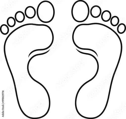 Human foot outline vector illustration, anatomy concept, podiatry design, educational footprint drawing, medical biology symbol, simple silhouette artwork