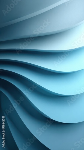The image is a blue and white abstract design with a wave pattern