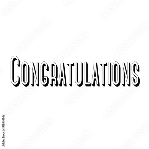 Hand drawn lettering black Congratulations on white background. Modern brush lettering calligraphy poster, Ink illustration.by isolated Card banner design. success stories. Vector illustrator EPS