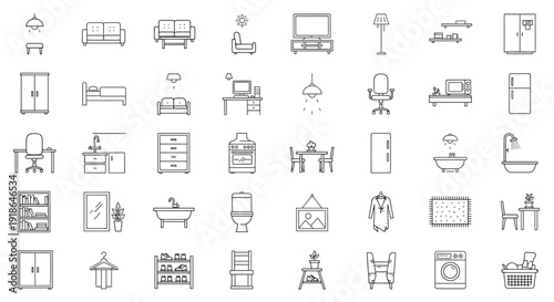Collection of Simple Furniture and Home Icons 1.
