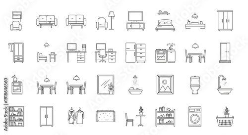 Collection of Simple Furniture and Home Icons.