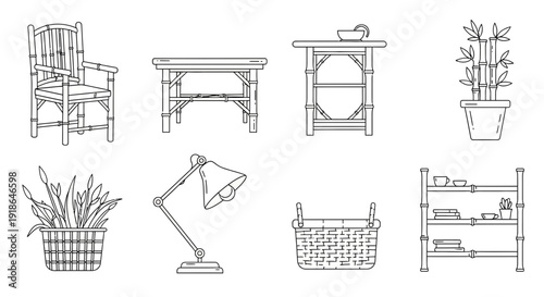 Furniture and Home Decor Line Drawings.