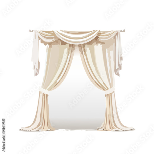 Elegant White Curtains with Drapes and Valance.