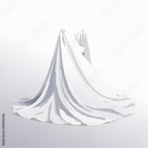 White fabric draped elegantly on a white background.