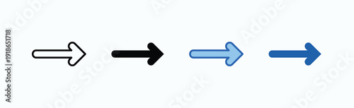 Long Arrow Icon Sheet Multiple Style Collection Isolated Vector