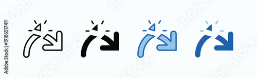 Broken Arrow Icon Sheet Multiple Style Collection Isolated Vector