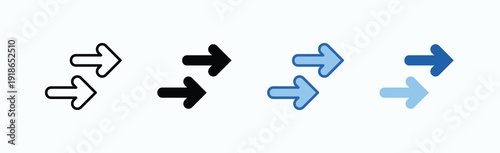 Follow Arrow Icon Sheet Multiple Style Collection Isolated Vector