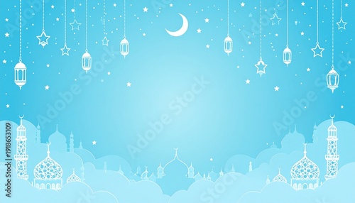 Wallpaper Mural Elegant Ramadan Background with Lanterns and Moon Illustration. Torontodigital.ca