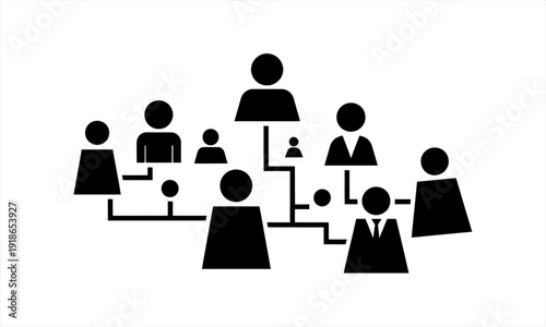 Organizational chart showing hierarchy and connections between people.