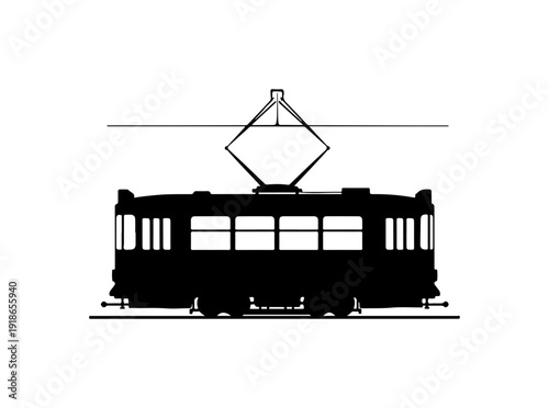 Vintage Black Tram Vector Illustration
