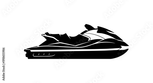 Modern Black Vector Jet Ski