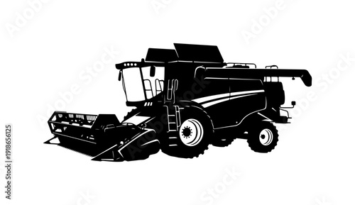 Modern Black Agricultural Combine Harvester Vector