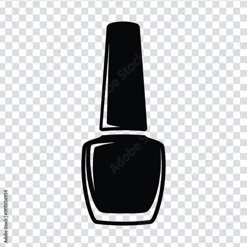Black nail polish bottle and cap illustration