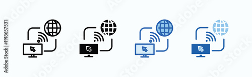 Remote Access Icon Sheet Multiple Style Collection Isolated Vector