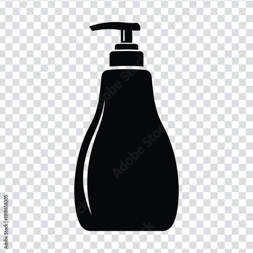 Black silhouette of a dispenser bottle with pump