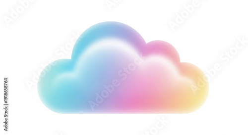 Colorful pastel cloud with soft gradient hues on white background