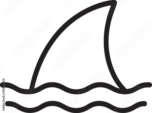 Shark attack warning sing with shark dorsal fin swimming in water flat vector icon for apps and print