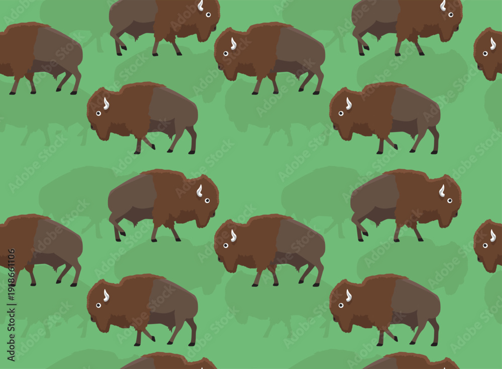 Fototapeta premium American Bison Moving Seamless Background Wallpaper Pattern