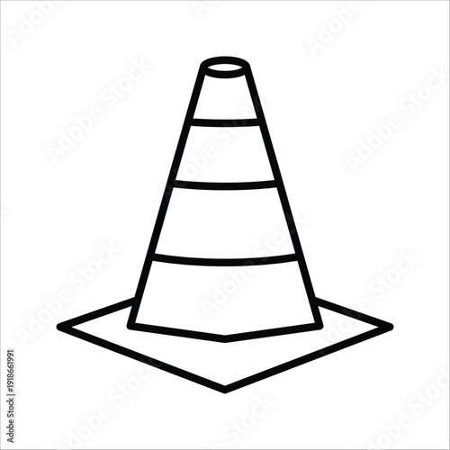 Traffic Cone Icon Road Construction Safety  Silhouette Vector
