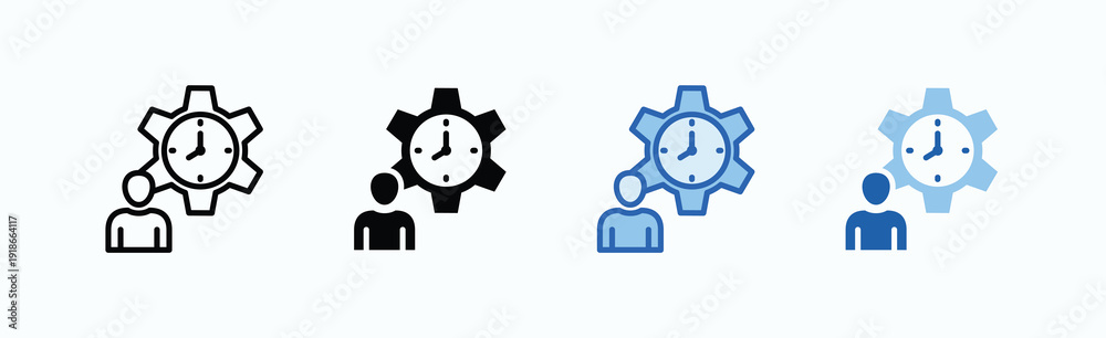 Obraz premium Time Management Icon Sheet Multiple Style Collection Isolated Vector