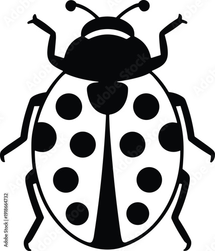 Stylized ladybug icon in black and white