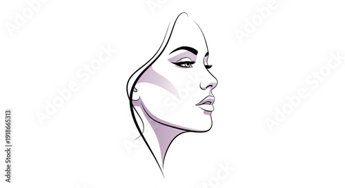 Woman's face with makeup side view illustration beauty concept cosmetics skincare facial features
