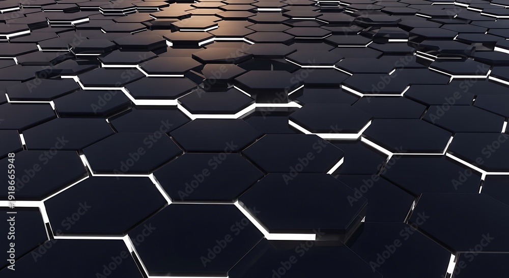 Fototapeta premium Futuristic Hexagonal Grid with Glowing Edges