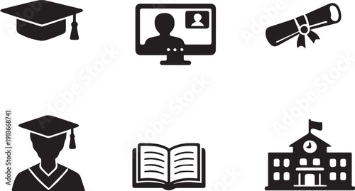 Graduation and education icons for academic success