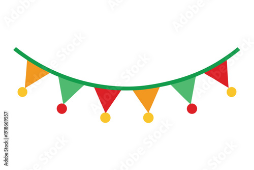 Festive garland icons set featuring simple and elegant hanging decorations for Christmas and holiday celebrations in a clean vector style