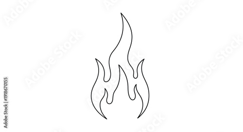 Flame, continuous line art illustration
