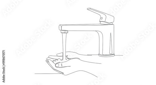 Washing hands under running water from faucet