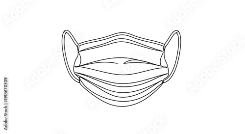 Face Mask Line Art Medical Illustration