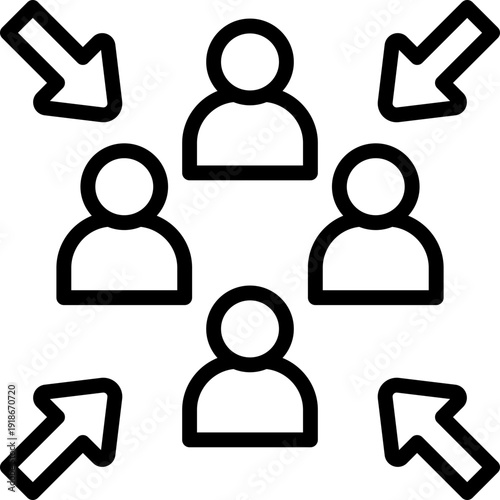 Black assembly point icon - outline