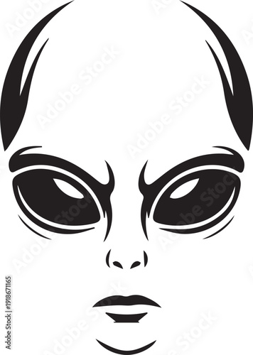 Minimalist alien head extraterrestrial face vector
