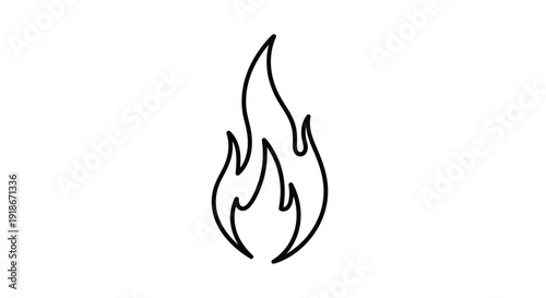 Single line drawing of a flame
