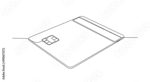 Single line drawing of a chip credit card