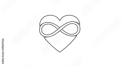 Heart with infinity symbol love and eternity concept black line art