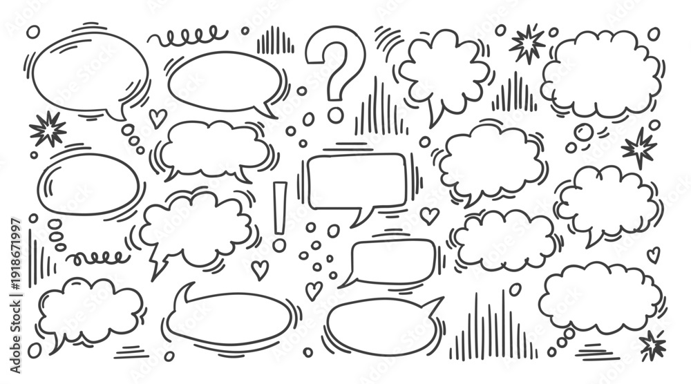 Fotografie Collection of various speech bubbles and thought clouds