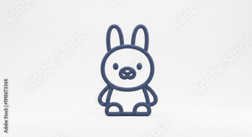 Cute cartoon bunny character with big ears on white background