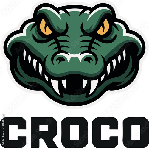 Green crocodile head with croco text