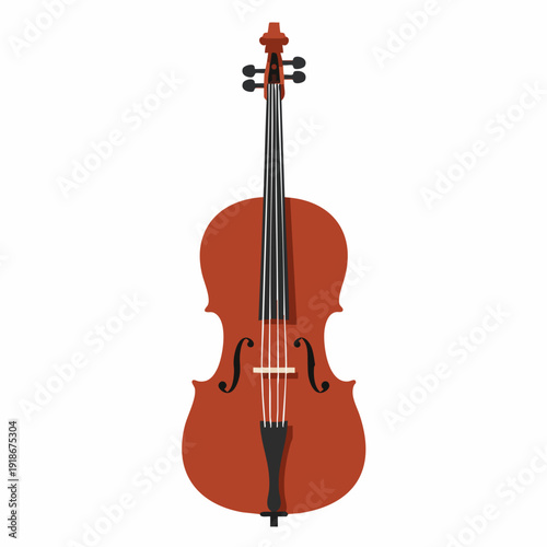 Elegant Detailed Cello Instrument Orchestral Stringed Musical Instrument Illustration