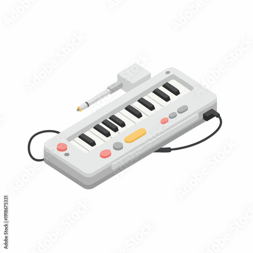 Isometric Minimalist Style Melodica Musical Instrument Keyboard Electronic Toy