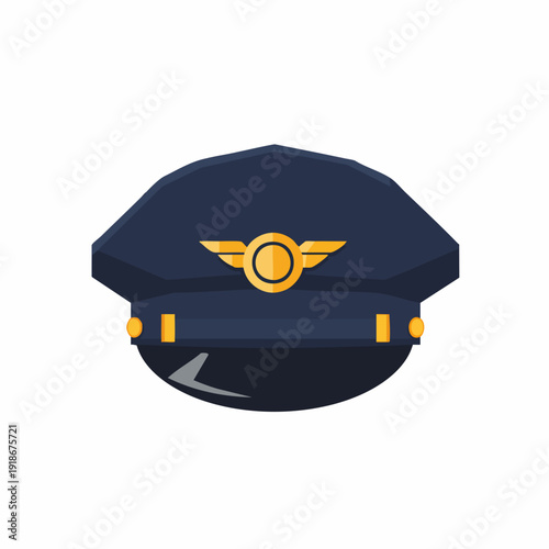 Simple Flat Illustration Pilot Cap Uniform Aviation Headgear Icon Design