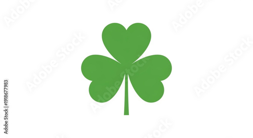 Green four leaf clover icon with heart shaped leaf on white background