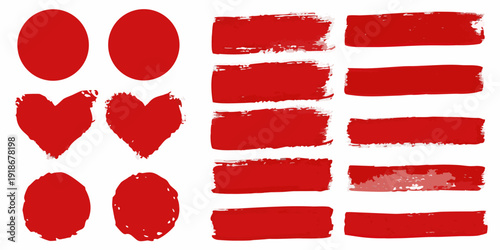 Wallpaper Mural Collection of abstract red brush strokes hearts and oval shapes Torontodigital.ca