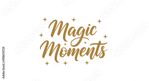 Elegant Gold Typography of 'Magic Moments' with Sparkling Elements