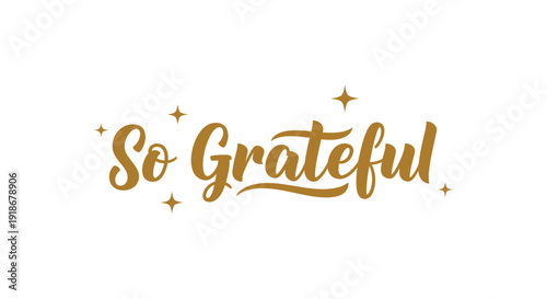 Elegant Golden Text Reading 'So Grateful' with Sparkling Stars