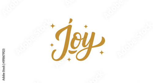 Elegant Gold Joy Text with Sparkles on White Background