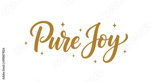Elegant Gold Script 'Pure Joy' with Sparkling Accents